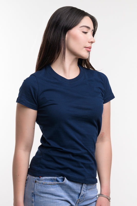 Camiseta de Algodon Deluxe Dama Azul Marino