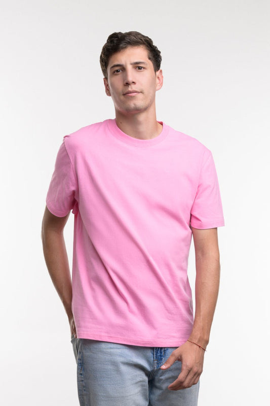 Camiseta de Algodon Deluxe Caballero Rosa Bajo